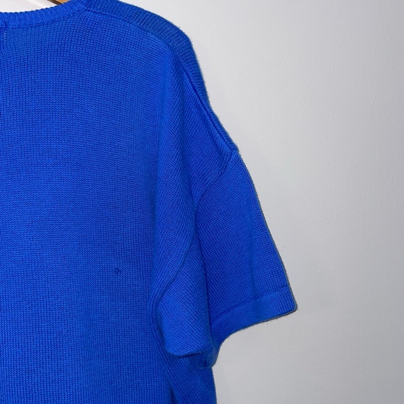 L.L. Bean Cotton Sweater Blue Vintage Short Sleeve - Picture 8 of 9